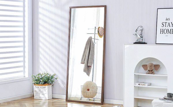 9a748825e2e04e8da6a12c2e80038b06_20240315_dd36bb6bb20352ecc8f936cadb78c85f Fourth generation solid wood frame full-length mirror, dressing mirror, bedroom porch, decorative mirror, clothing store, floor standing large mirror, wall mounted. 71 "* 31.5"