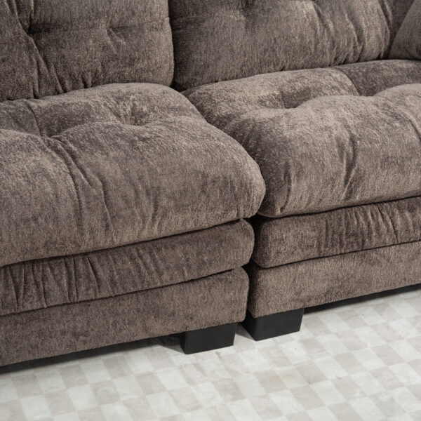Two-seat Sectional Sofa Modular Deep Seat Sofa Couch Chenille Sofa Sleeper Comfy Upholstered Furniture for Living Room Apartment Studio Office-Gray