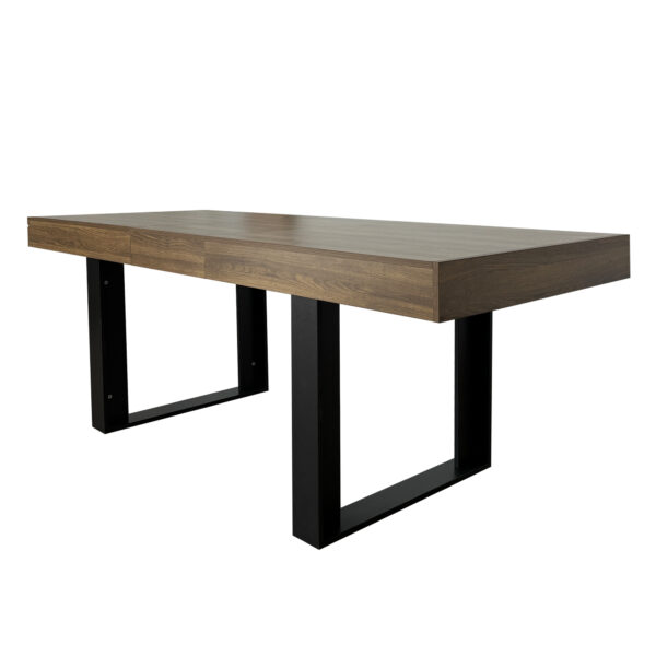 Rectangle extendable dining table for 6-10 people aged effect wood and black 160-200 cm