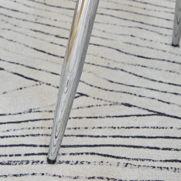 9accdbddd5484798a30be3170b888ab1_9aca74f700ac0056afab9e5cb0ae1056 Table and chair set.63"x31.5x30" Black Marble-Patterned Slabs Tabletop with Stainless Steel Butterfly Legs.Paired with 6 Black PU dining chairs with a vertical stripe design on the backrest.
