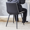 Extended Seat Cushion PU Dining Chair Set - Four Pieces.Smooth line design.Can integrate well into various modern home decoration styles.White and Black Splicing Colors.