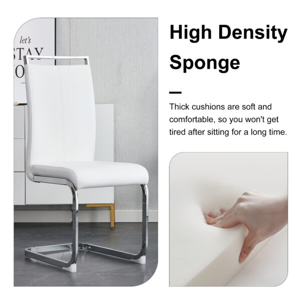 9b132fa2705c481a9559e3eb15afbd03_7b68b347a90efb5f972be68ab1da69c6 Table and chair set.63*31.4 Inch Pandora Patterned Sintered Stone Dining Table Set - 4 White PU Chairs With Silver Metal Legs.Modern Light Luxury.Perfect For Dinner Room,Meeting Room,Kitchen,etc.
