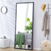 Fourth generation black solid wood frame full-length mirror, dressing mirror, bedroom porch, decorative mirror, clothing store, floor standing large mirror, wall mounted. 71 "* 31.5"