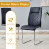 Table and chair set.64.5 x 35.4 Inch Stylish White Marble Textured Dining Table,Perfectly Blending Simplicity And Transparency.Paried With 6 Black High-quality PU Chairs With Silver Arched Metal Legs.