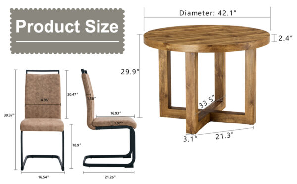 9b41626944dc4f33ac0f95af37181d8b_20240222_43dcd994794c0d5b1b46e5c7d363dd47 A modern and practical circular dining table. Made of MDF tabletop and wooden MDF table legs. 6-piece technology cloth high backrest cushion side chair, C-shaped tube black metal legs. CT-403 C-1162