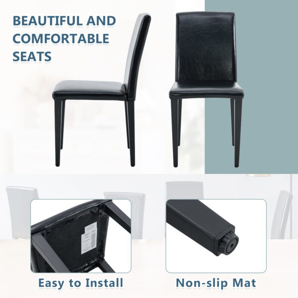 9b625527de534ef699cb4372a1d5b5a3_ae827a125c2d0b2e27457d157d68dce4 Two black PU dining chairs, simple and versatile, comfortable and accompanied. The exquisite and multifunctional dining chair has opened up a comfortable new experience. (2-piece set)