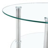 Contemporary Minimalist Double Layer Tempered Glass Coffee Table - 27.5" Top and 23.6" Bottom.Reinforced Glass Tabletop,Stainless Steel Silver Plated Legs.