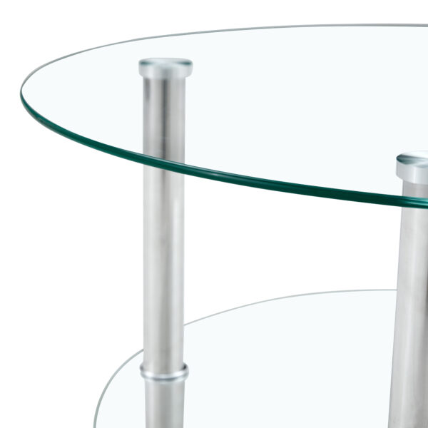 9b6d3cd0604a410293cd20206c993990_627d5cea2a1eb87ba69cc8cb42f6da24 Contemporary Minimalist Double Layer Tempered Glass Coffee Table - 27.5" Top and 23.6" Bottom.Reinforced Glass Tabletop,Stainless Steel Silver Plated Legs.