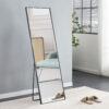 The 4st generation aluminum alloy metal frame wall mounted full body mirror, bathroom makeup mirror, bedroom, decorative mirror, clothing store, floor mounted large mirror, black 63 "* 20"W1151127265
