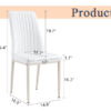 4 Dining Chair Set, White Dining Chair Set, PU Material High Back Seat and Sturdy White Leg Chair for Dining Room, Kitchen and Living Room c-010