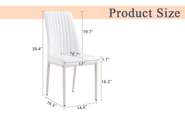 4 Dining Chair Set, White Dining Chair Set, PU Material High Back Seat and Sturdy White Leg Chair for Dining Room, Kitchen and Living Room c-010