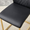 Modern dining chairs with faux leather padded seats, dining room chairs, gold metal leg upholstered chairs, suitable for kitchens, living rooms, bedrooms, and offices, set of 4 (black+PU leather)C-001
