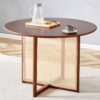 Chinese countryside retro solid wood round table, simple modern imitation rattan table, wooden table, desk. Suitable for dining room, living room, office