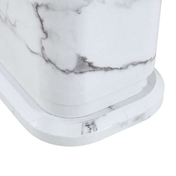 9c89816a3db244298861c333502d84d0_02bb569fb41d2d9e224b7f655bfef3e3 64.5 x 35.4 Inch Stylish Marble Textured Dining Table, Perfectly Blending Simplicity And Transparency. Made of MDF Material With White Marble Texture Stickers, It Exudes A Strong Sense Of Fashion.