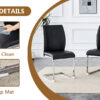 Table and chair set.63"*35.4" White Imitation Marble Pattern MDF Dining Table Set - 6 Soft and Comfortable Black PU Chair With Arched Metal Silver Leg.Create Your Exclusive Low-Key Luxury Space.
