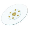Double layer rotatable round glass.The rotatable design makes it more convenient to retrieve and place items.The upper glass has a diameter of 30.3 inches, while the lower glass15 inches.