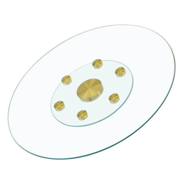 9d0c414761c04c01aab1606dba3acdff_7a2e849d37aa39feedeb1cd3ddc8e21c Double layer rotatable round glass.The rotatable design makes it more convenient to retrieve and place items.The upper glass has a diameter of 30.3 inches, while the lower glass15 inches.