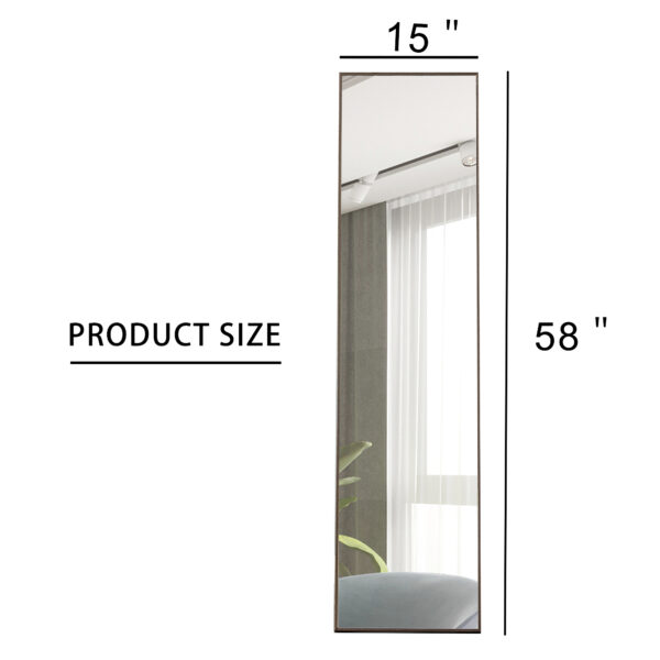3rd generation gray solid wood frame full length mirror, dressing mirror, bedroom porch, decorative mirror, clothing store, floor mounted large mirror, wall mounted. 58 "* 15"