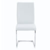 Luxury Simple Arch Chair - Set of 4 White PU Material High Resilience Dining Chair with Arched Metal Silver Leg.