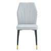 4 light gray modern dining chairs with stylish PU patterned backrest and black metal legs for a comfortable home experience in the kitchen, bedroom and office.