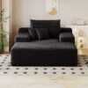 Modern Sofa bed  lounger for moviebonus room,No Assembly Required,Black(Plush Corduroy Fabric)