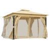 TREXM 10x12 Outdoor Gazebo Tent with Double Roofs, Patio Gazebo with Mosquito Netting and Privacy Screens, Patio Canopy for Shade and Rain for Backyard, Garden, Lawn and Deck (Beige)