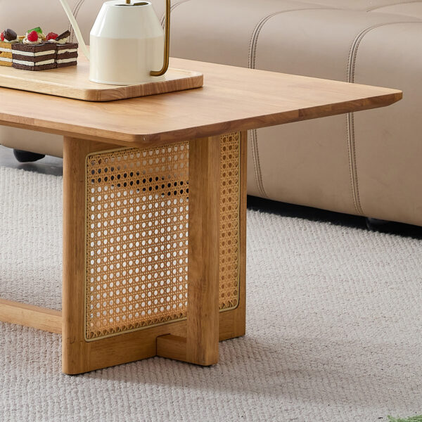 Chinese style log wind Imitation rattan tea table rectangular solid wood coffee  table small family living room tea table