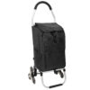 Shopping Stair Trolley with Wheels,Trolley Black Foldable Shopping Cart,Removable Shopping Oxford Waterproof Bag,Stainless Steel Triangular Wheels, Black