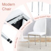 Set of Four White PU Comfort Dining Chairs (17.7"x25").Dining chair with extended backrest,WHITE PU,Silver metal legs,Suitable for various places such as family restaurants, hotels, coffee shops,etc.