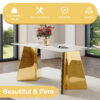 63"x31.5x30" Pandora Patterned Sintered Stone Dining Table with Golden Stainless Steel Butterfly Legs.The tabletop is designed to be scratch and heat resistant.Slabs Tabletop,Stainless Steels Legs.