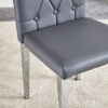2 piece set of gray armless dining chairs brings a touch of elegance and mystery to the dining area with its deep gray tone,The grid and buckle design of the back add a vintage yet fashionable touch