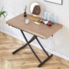Modern minimalist multifunctional lifting table, with a 0.8-inch wood grain process sticker desktop and black metal legs, can be used as a dressing table, coffee table, dining table, and office table