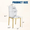Luxury Simple Chair - Set of 4 White PU Material High Resilience Dining Chair with Metal Gold Leg.The Chair Back Has a Vertical Stripe Design With Smooth And Uniform Lines.