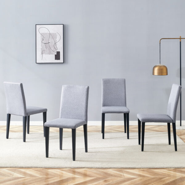 9ef5a748b8304026846eedeaa1cfd18e_e5e3709323cf3fb10171c7c889f1dd37 Four Light Gray Linen-Cotton dining chairs, simple and versatile, comfortable and accompanied. Exquisite and versatile dining chairs unlock a comfortable new experience.(Set of 4)