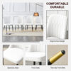 Table and chair set.The table has a glass top with imitation marble pattern stickers and stainless steel golden legs. Paried with chairs with PU artificial leather backrest cushions and black legs.