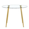 A glass tabletop with a diameter of 40 inches and a modern minimalist circular dining table with gold plated metal legs. 40 '* 40' * 30 ' DT-1164
