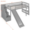 Stairway Twin Size Loft Bed with Two Drawers and Slide,Gray(OLD SKU:LT000515AAE)