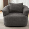 360° Swivel Chair, 38.2" Accent Chair Sofa, Upholstered Swivel Barrel Sofa Chair with a Throw Pillow for Living Room, Bedroom, Office and Hotel, Grey