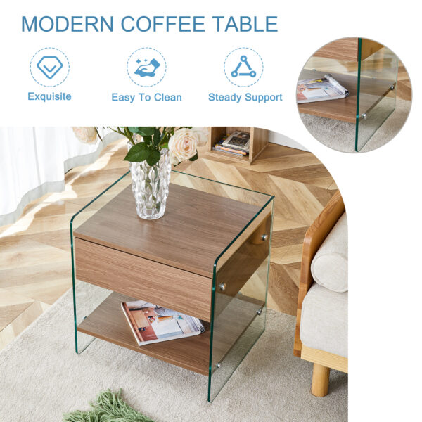 9f6855c8c84c4ea98f8379a84586e129_96bdf8e11059c9e4cec99a29dcd2139d Bedside table with drawers. The board surface is MDF sticker, and both sides are transparent tempered glass. The design is simple and elegant, with excellent storage functions.