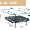 31.4 Inch Modern Two-Tier Square Coffee Table - An Elegant Combination of Clear Glass and Black Marble Pattern Sticker.It can be used as a coffee table,a side table or a display stand.
