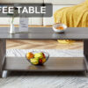 A modern and practical gray textured coffee table,tea table.Double layered coffee table made of MDF material,. Suitable for living room,bedroom and study room. 43.3"*21.6"*16.5"   CT-16