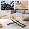 Modern minimalist multifunctional lift table with 0.8-inch MFC tabletop and black metal legs, can be used as dressing table, coffee table, dining table, and office desk.  LT-10055