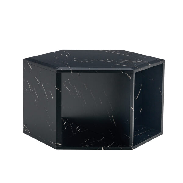 9fb62fce5b704c1686192fda84d50a24_152c5db61a4a9ba32705a59e33bd568f Hexagonal MDF coffee table, characteristic pattern stickers, multi-hole design to give more storage space, simple and convenient design makes it suitable for all kinds of style scenes.