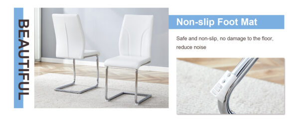 Set of 6 dining chairs, white dining chair set, PU material high backrest seats and sturdy leg chairs, suitable for restaurants, kitchens, living rooms