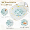 Double layer rotatable round glass.The rotatable design makes it more convenient to retrieve and place items.The upper glass has a diameter of 24 inches, while the lower glass15 inches.