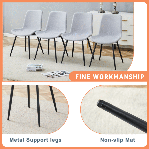 a005c569cea84cae86c04a8da11b0f80_31d07487c5151fe72d37d6bdb84bf40a Table and chair set.71*35.4 inch White And Black Spliced Dining Table With Storage Function In The Middle Of The Table Legs.Paired With 6 Light Gray Linen Dining Chairs With Curved Widened Cushion.