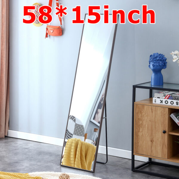 a00cc514fad24ac098a11a4e92315cee_20230927_9022623e0b069df6ffd4d3b350fed54a 4th generation gray solid wood frame full length mirror, dressing mirror, bedroom porch, decorative mirror, clothing store, floor mounted large mirror, wall mounted,Stylish Home Essential. 58 "* 15"