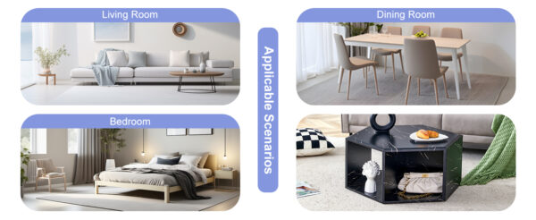 a027a1f34c6847aa9f8533d328890aba_66aeec1e0ffa3fa0d2ad4c1efbb78504 Hexagonal MDF coffee table, characteristic pattern stickers, multi-hole design to give more storage space, simple and convenient design makes it suitable for all kinds of style scenes.
