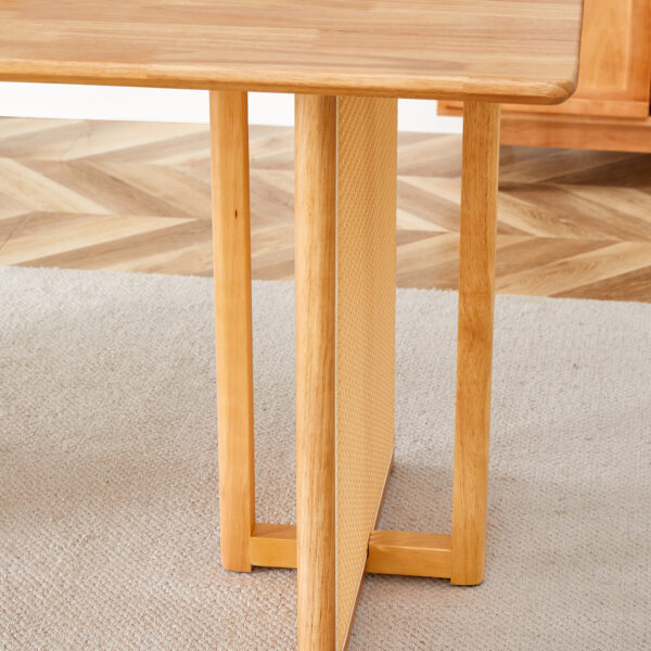 a038e17f5e7c4ce2969106510dc6ffc3_8c01b8b2d3897f20a30bac61d01337e5 Chinese country retro solid wood dining table, simple modern imitation rattan dining table, wooden dining table.Suitable for dining room, living room, office.Natural Style Solid Wood Dining Table.