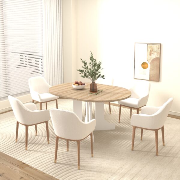 a0498962cd09445fa6aa3734d5fc92eb_fe62d179b67768c80fe041c5cf300464 Dining Table for Farmhouse Kitchen 59x43 Inch Expandable Oval Table Top with Removable Leaf Trestle X Shaped Base White